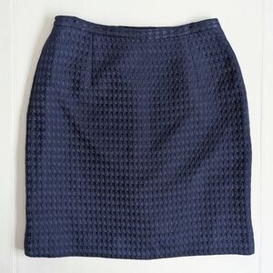 Vintage Textured Navy Blue Mini Skirt